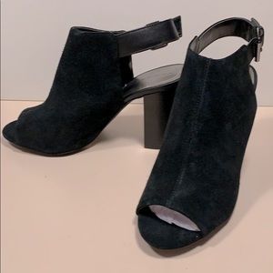 NEW Black Suede High Heel Slingback OpenToe Bootie
